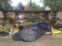 Sleeping out of the rain in White River.